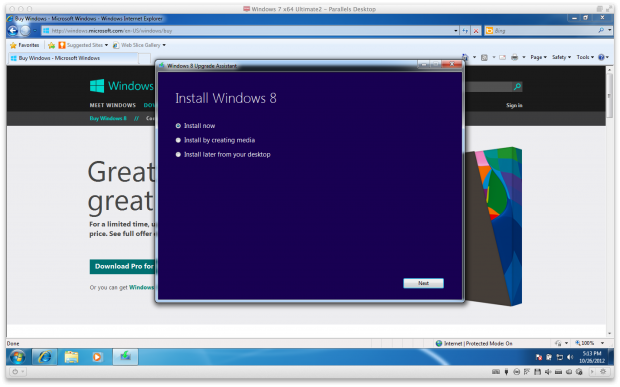 Upgrade von Windows 7 auf 8 mit Parallels Desktop 8 für Mac (Bild: Parallels)